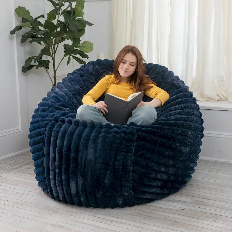 Grand pouf de 5 pieds en fausse fourrure avec housse amovible pour adultes