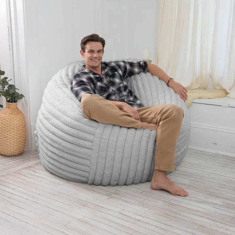 Grand pouf de 5 pieds en fausse fourrure avec housse amovible pour adultes