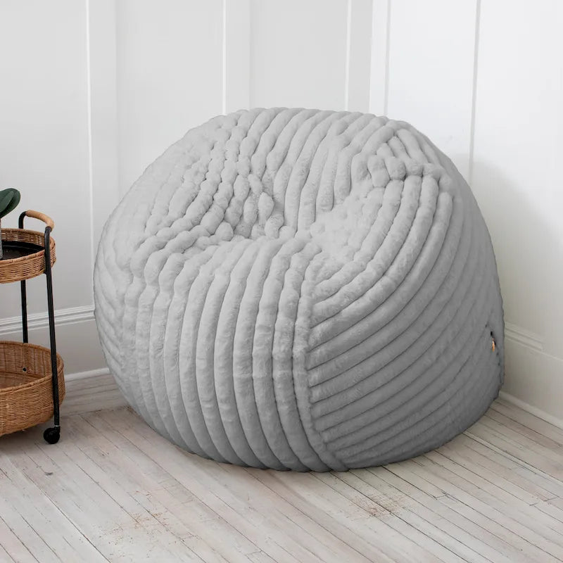 Grand pouf de 5 pieds en fausse fourrure avec housse amovible pour adultes