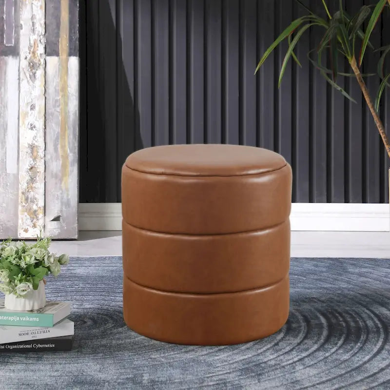 Pouf rond capitonné