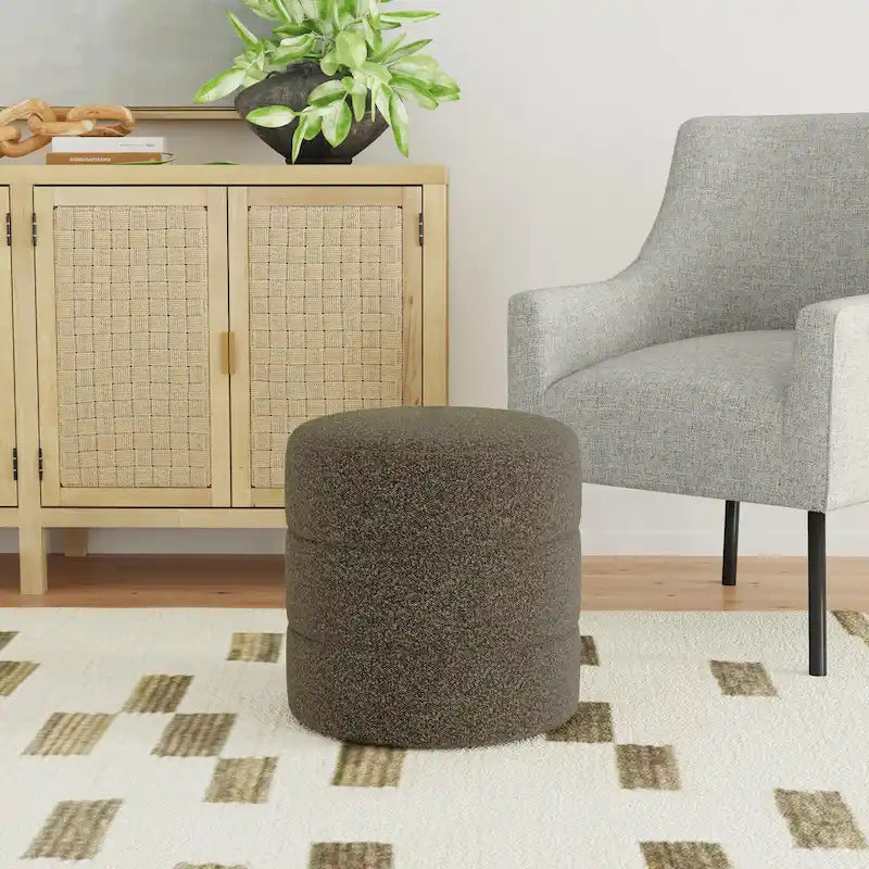 Pouf rond capitonné