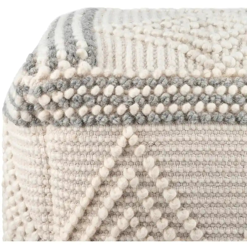 Pouf cube bohème tressé à la main de 45 cm