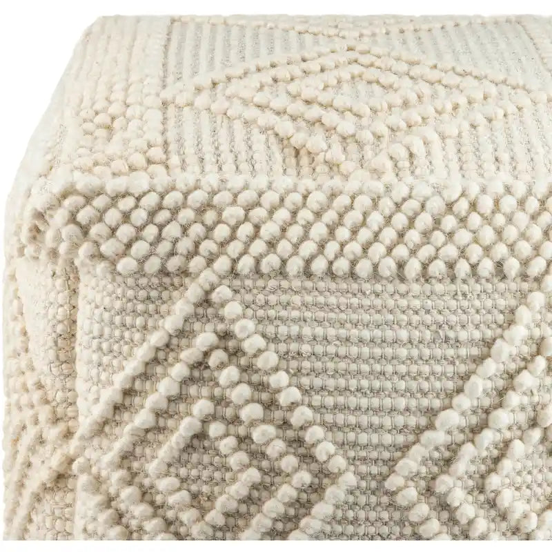 Pouf cube bohème tressé à la main de 45 cm