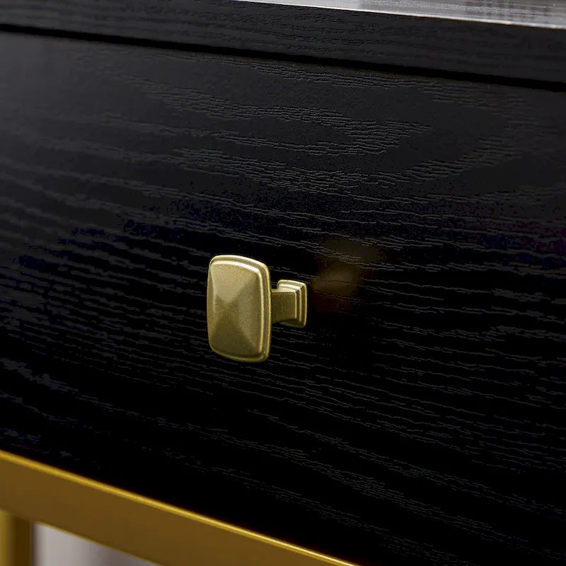 54.33 Table console avec 3 tiroirs, Table d'entrée noire avec étagères de rangement
