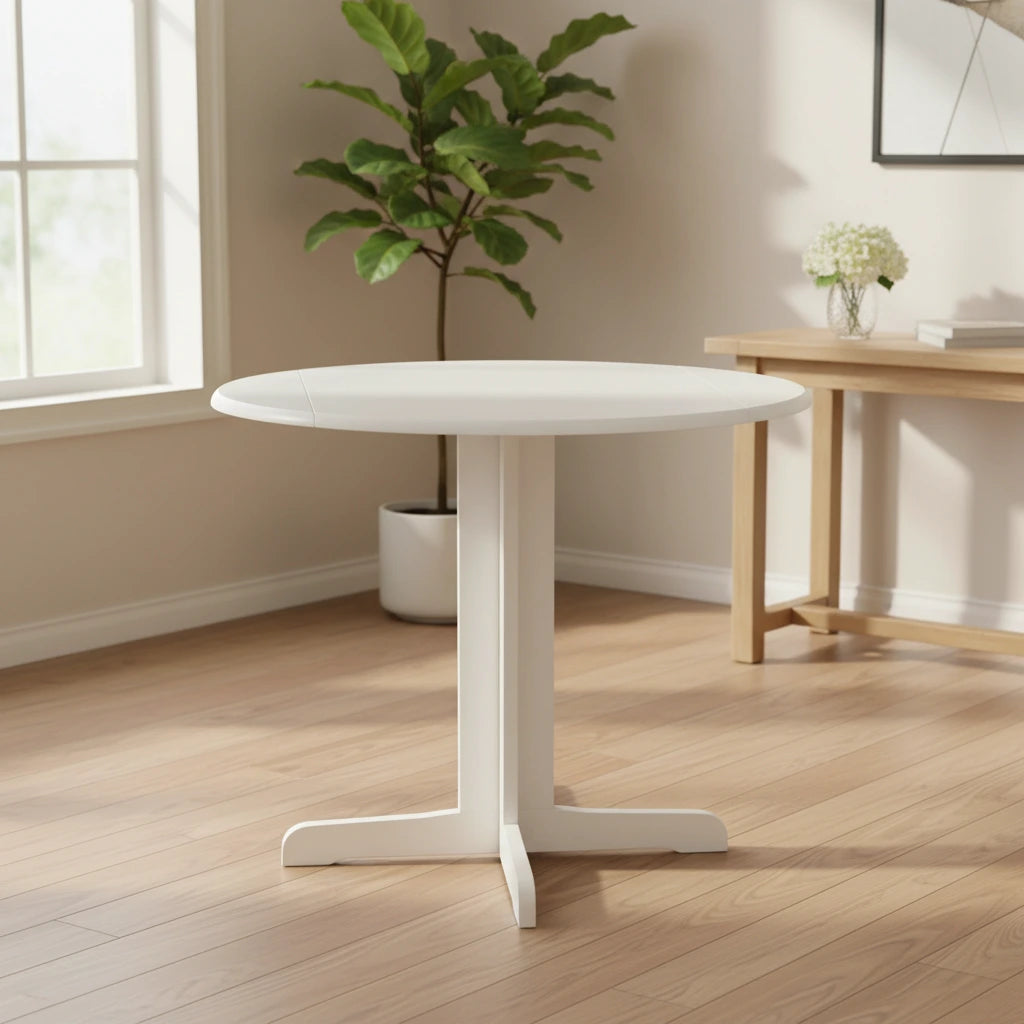 Table de salle à manger ronde de 91 cm avec deux abattants latéraux