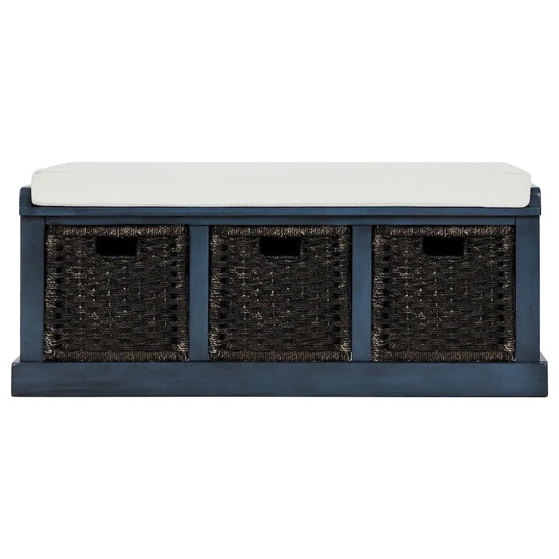Banc de rangement d'entrée avec 3 paniers amovibles et coussin