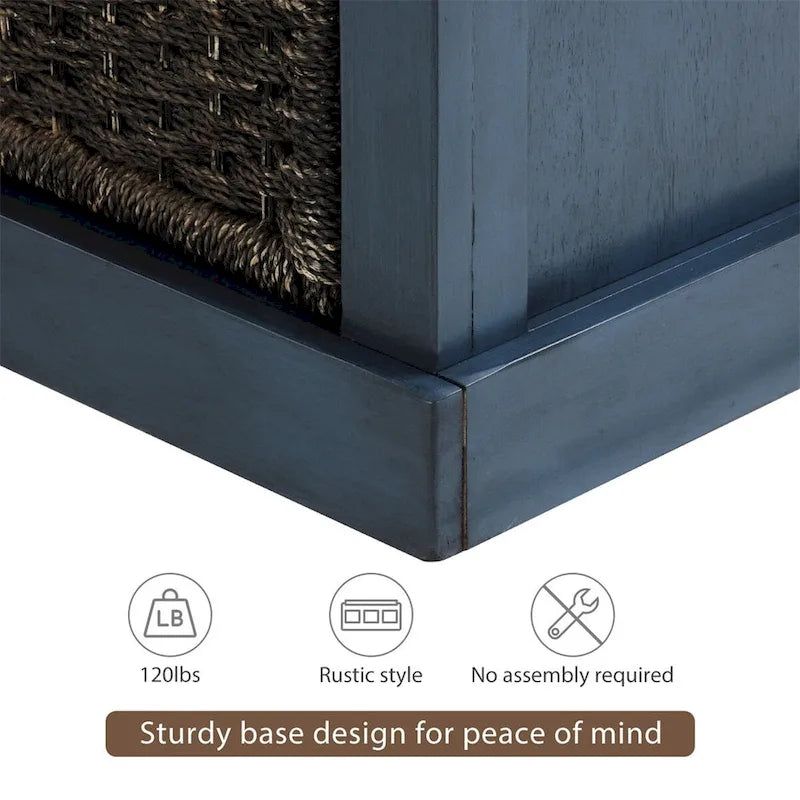 Banc de rangement d'entrée avec 3 paniers amovibles et coussin