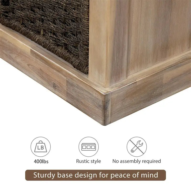 Banc de rangement d'entrée avec 3 paniers amovibles et coussin