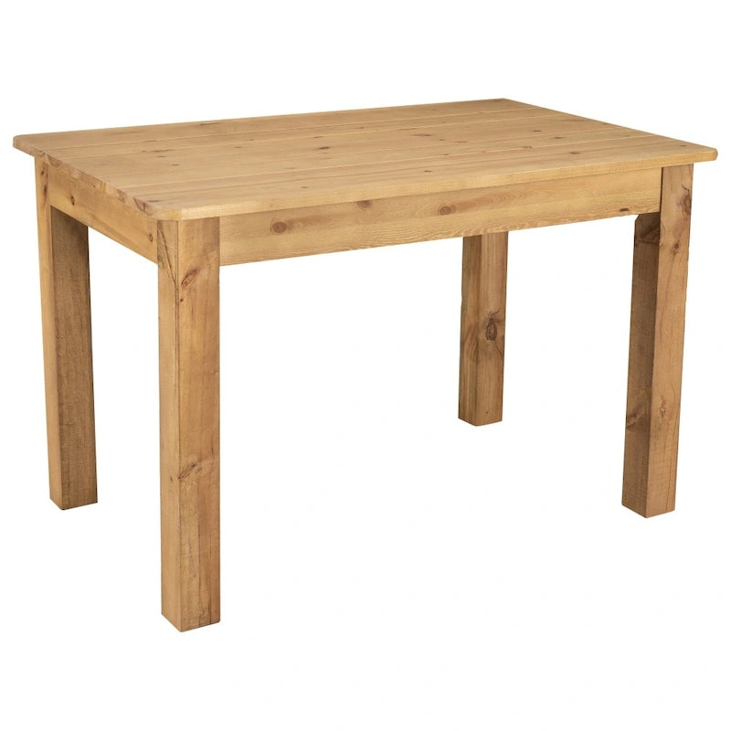 Table de salle à manger rustique rectangulaire en pin massif ancien