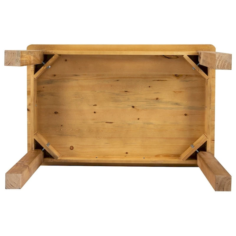 Table de salle à manger rustique rectangulaire en pin massif ancien