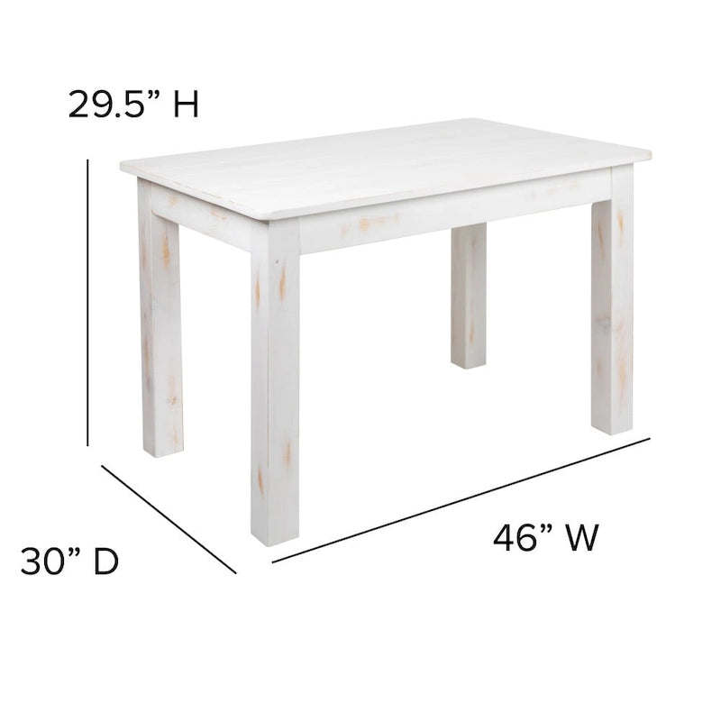 Table de salle à manger rustique rectangulaire en pin massif ancien