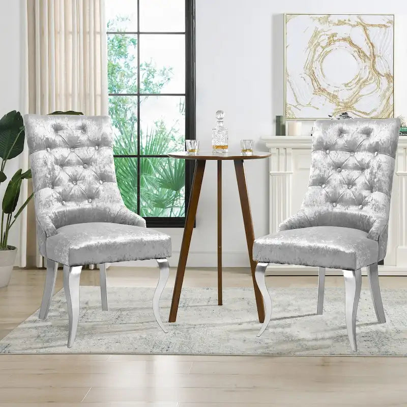 Chaise de salle à manger capitonnée à dossier haut