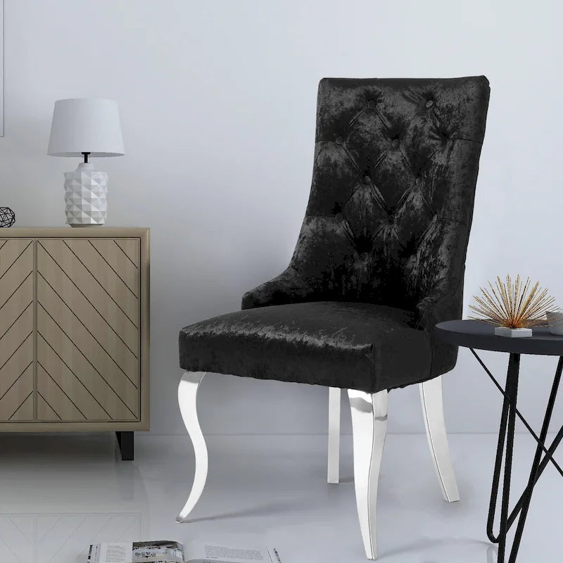 Chaise de salle à manger capitonnée à dossier haut