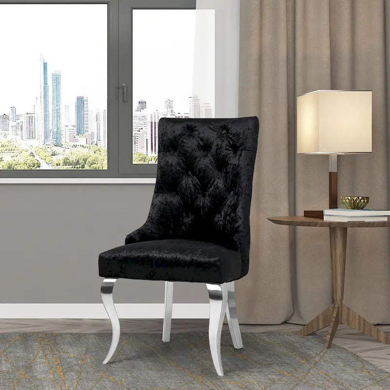 Chaise de salle à manger capitonnée à dossier haut