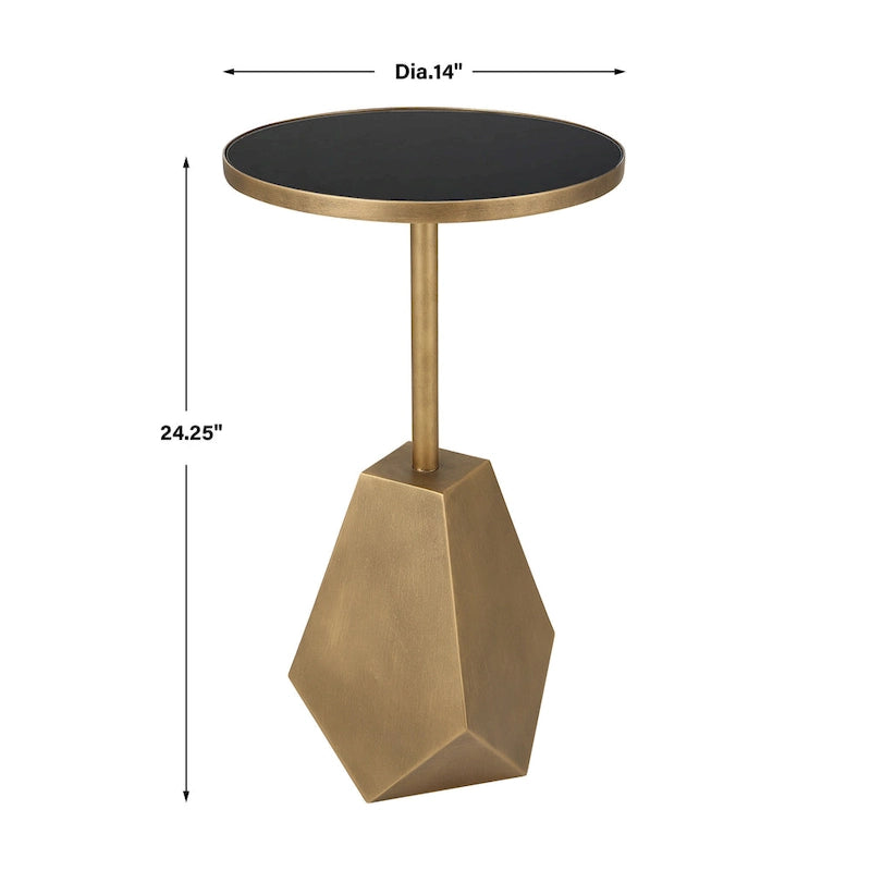 Table d'appoint géométrique en bronze – 14L x 24H x 14P