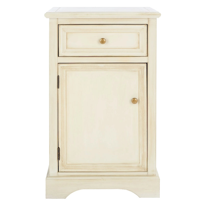 Table d'appoint en orme de style campagnard français avec tiroir et placard – 18L x 15P x 30H
