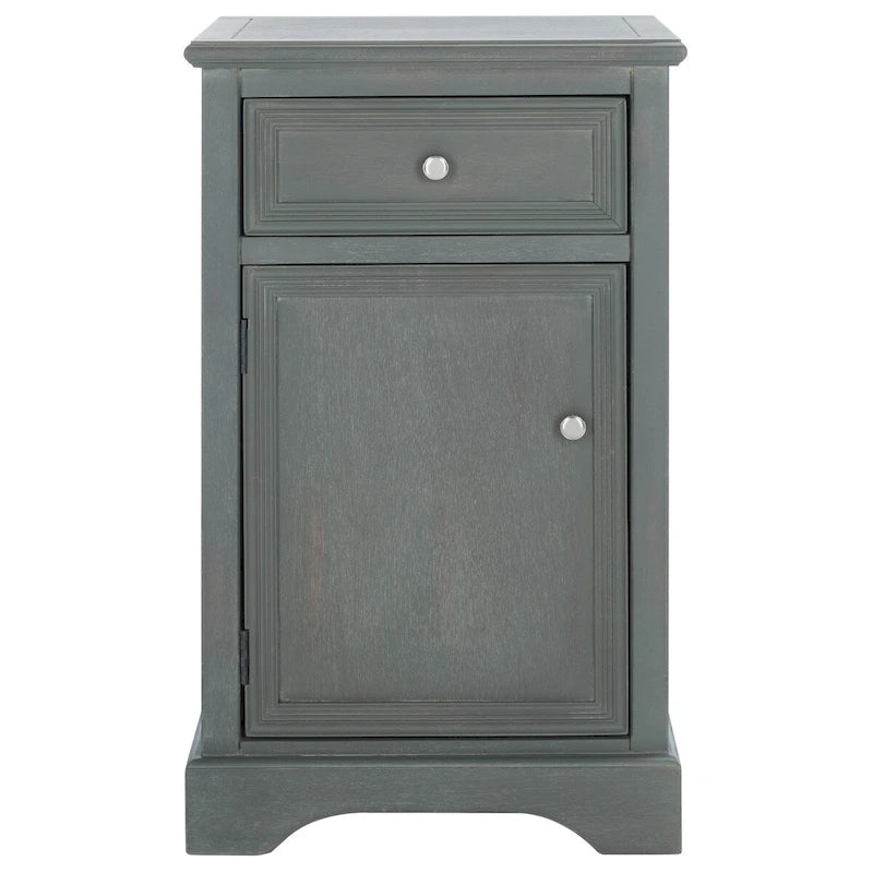 Table d'appoint en orme de style campagnard français avec tiroir et placard – 18L x 15P x 30H