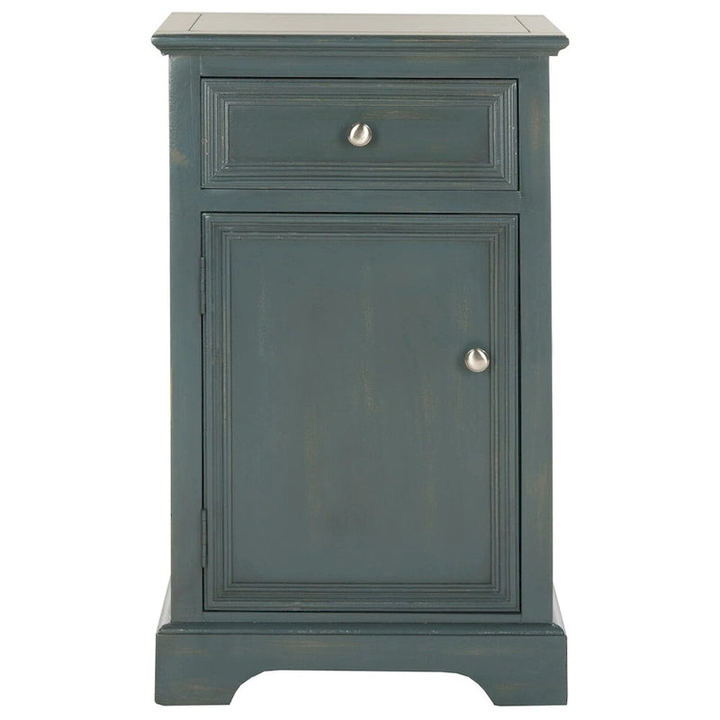 Table d'appoint en orme de style campagnard français avec tiroir et placard – 18L x 15P x 30H