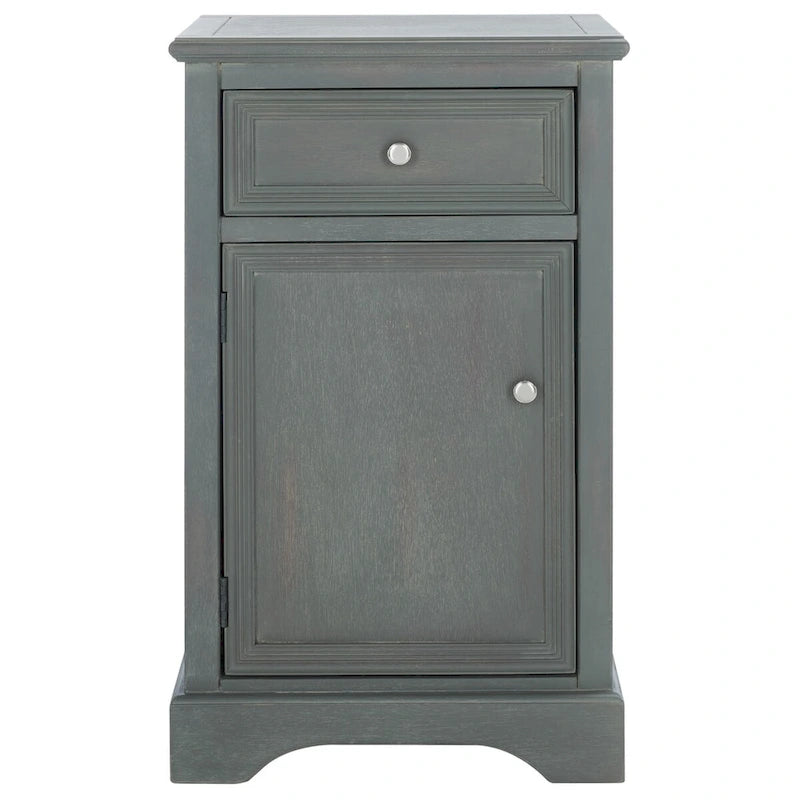 Table d'appoint en orme de style campagnard français avec tiroir et placard – 18L x 15P x 30H