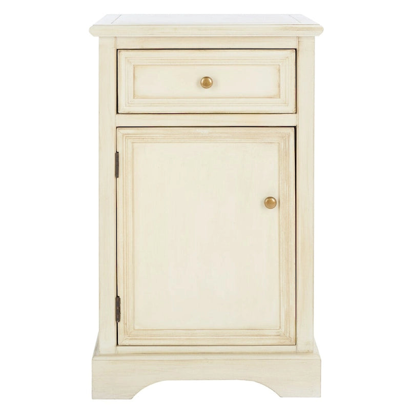 Table d'appoint en orme de style campagnard français avec tiroir et placard – 18L x 15P x 30H
