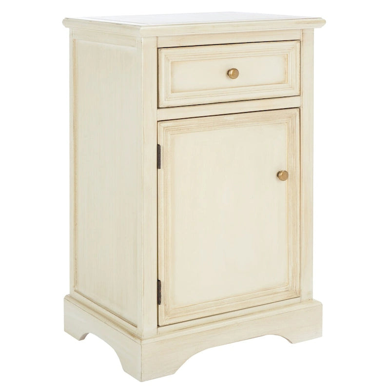 Table d'appoint en orme de style campagnard français avec tiroir et placard – 18L x 15P x 30H