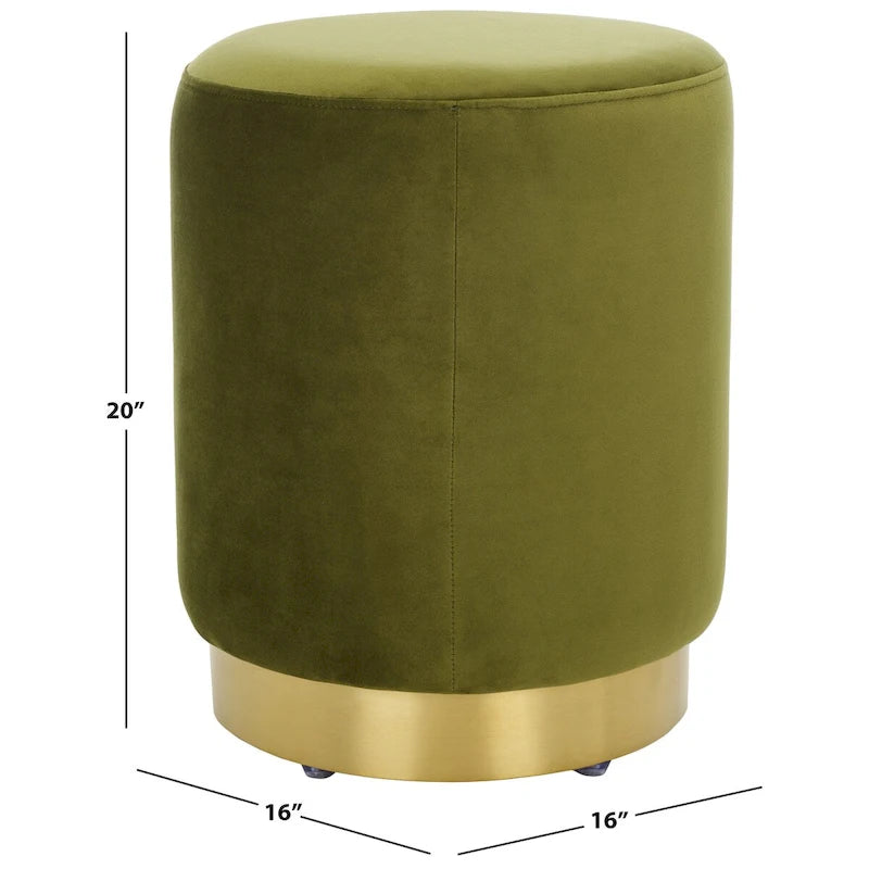 Pouffe en velours bleu marine avec base en laiton