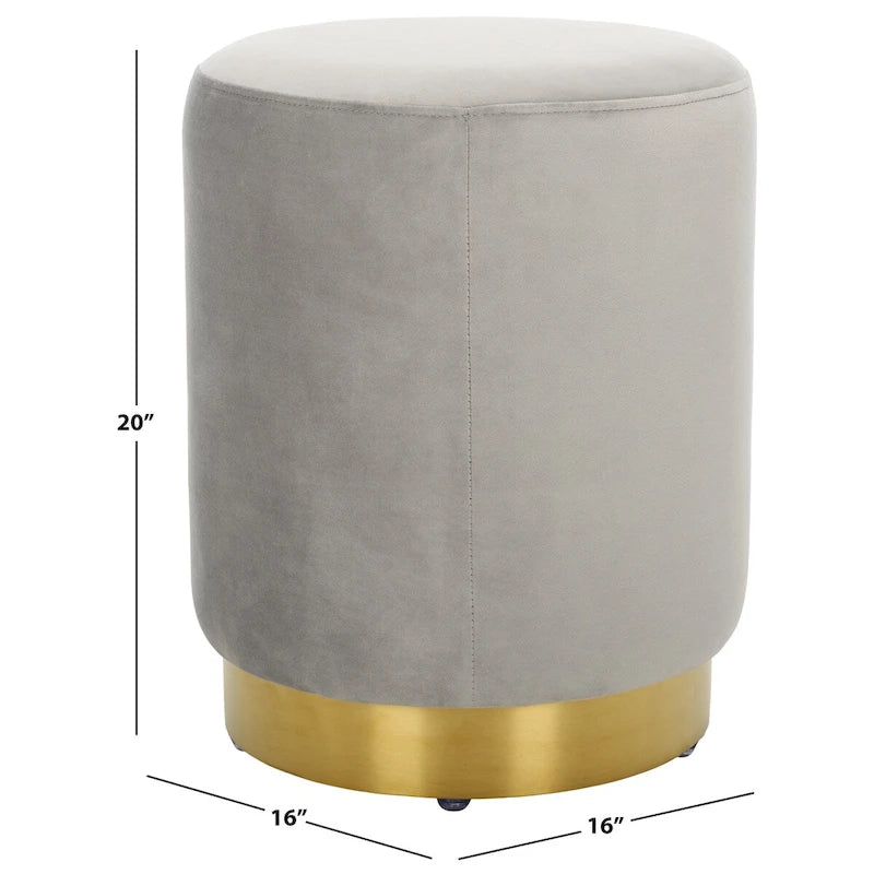 Pouffe en velours bleu marine avec base en laiton