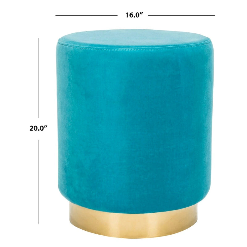 Pouffe en velours bleu marine avec base en laiton