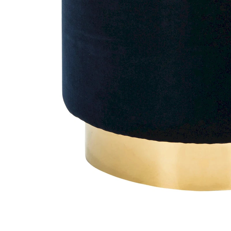 Pouffe en velours bleu marine avec base en laiton