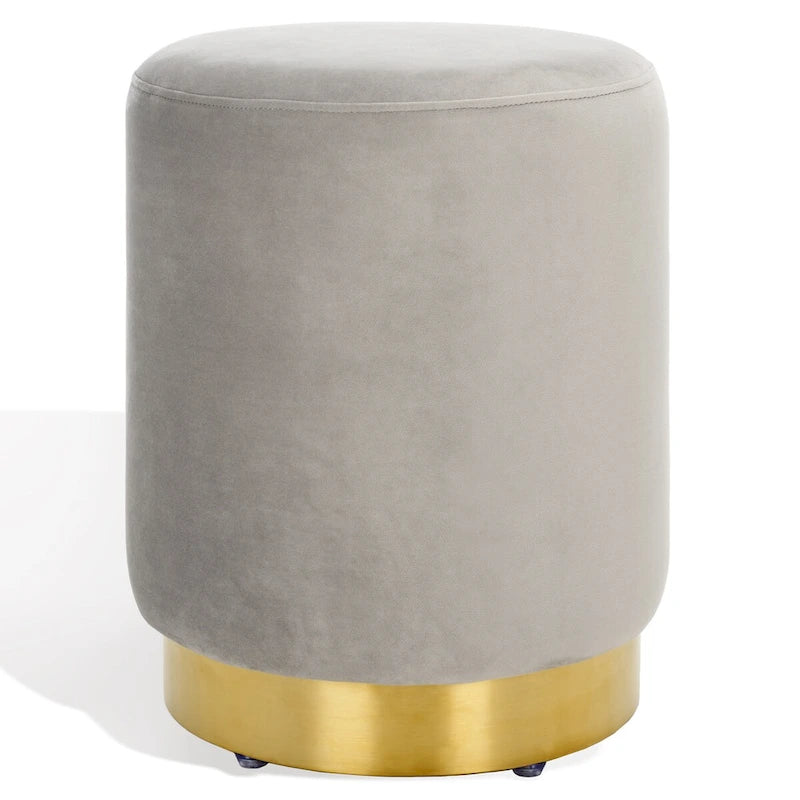 Pouffe en velours bleu marine avec base en laiton