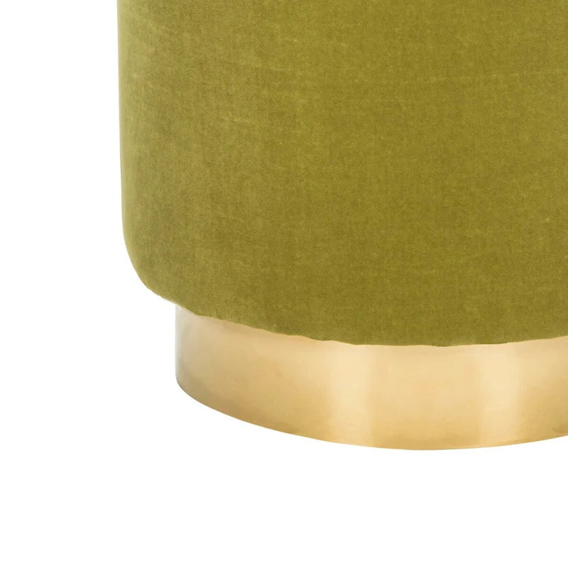Pouffe en velours bleu marine avec base en laiton