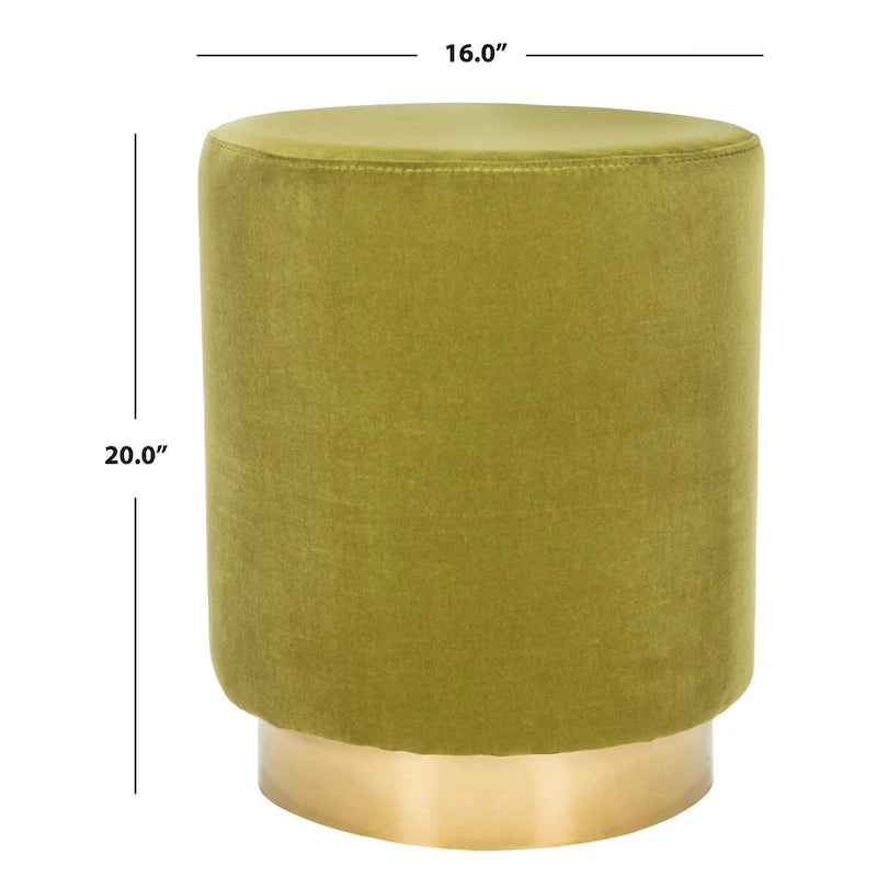 Pouffe en velours bleu marine avec base en laiton