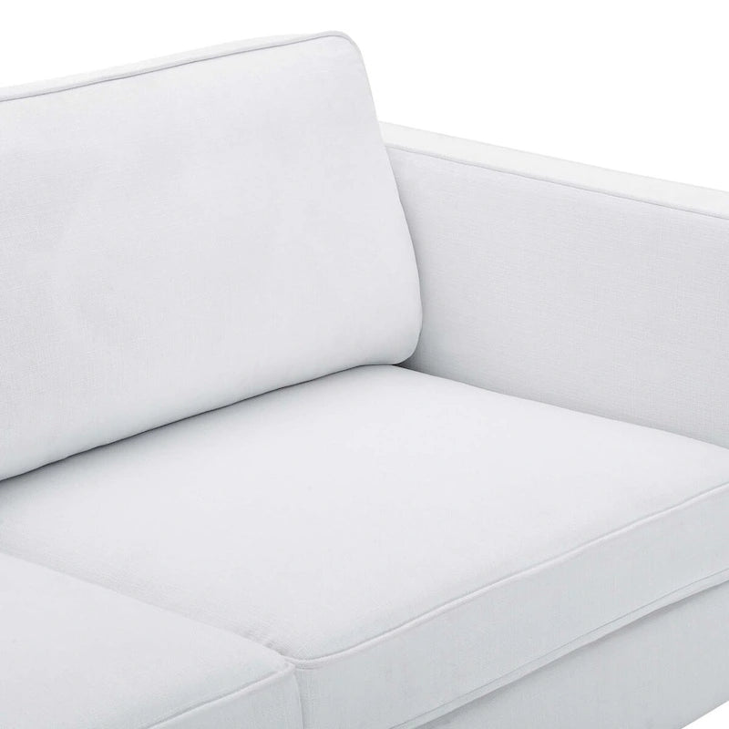 Canapé de style Mid-Century Modern en tissu polyester beige avec pieds en métal doré