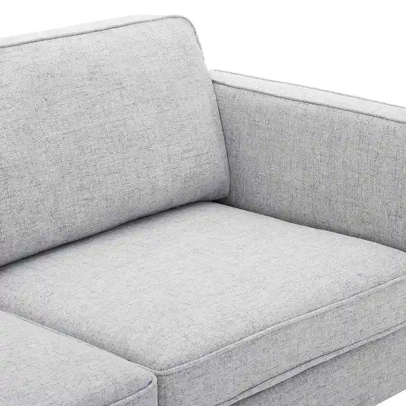 Canapé de style Mid-Century Modern en tissu polyester beige avec pieds en métal doré