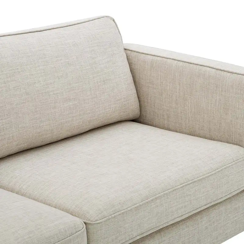 Canapé de style Mid-Century Modern en tissu polyester beige avec pieds en métal doré