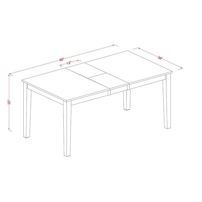 Table de salle à manger rectangulaire avec rallonge papillon et options de couleur de finition